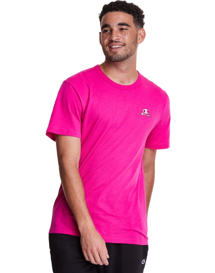 Champion T-Shirt Heren - Roze - Lightweight C Logo Applique ( 918547-HEA )